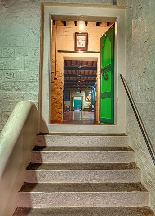 Granite steps leading into the Dining Hall