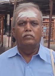 Portrait of Sri Balasubramanian (1968–2026), founder of the Sri Arunachala Aksharamanamalai Seva Maiyam, Pollachi